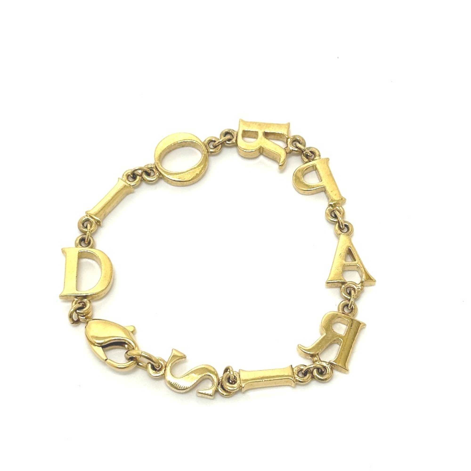 Christian Dior Dior Dior Paris Logo Bracelet, Metal, Women's, Gold